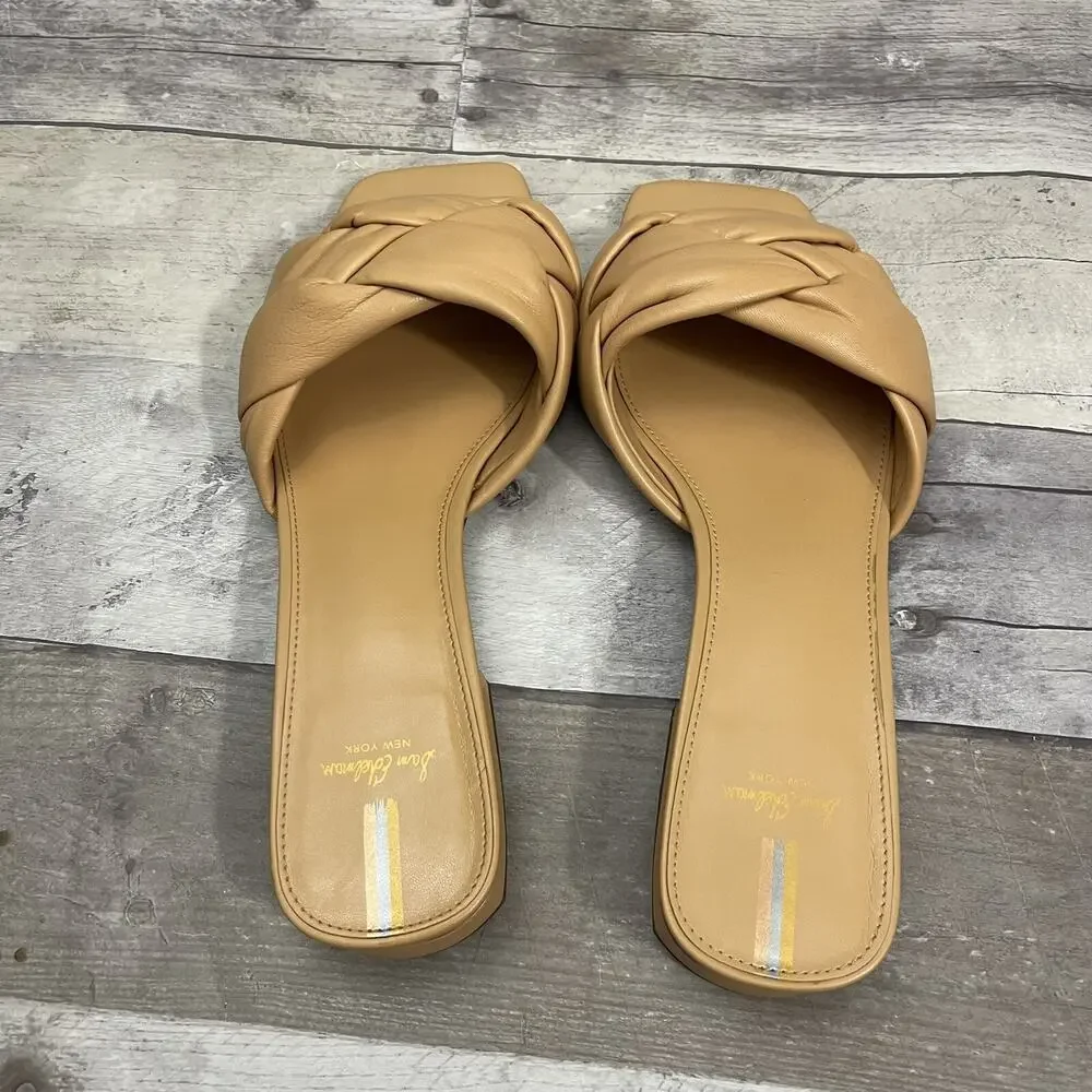 Sam Edelman Dawson Square Toe Quilted Leather Slide Sandals Size 10 Beige - Picture 7 of 15